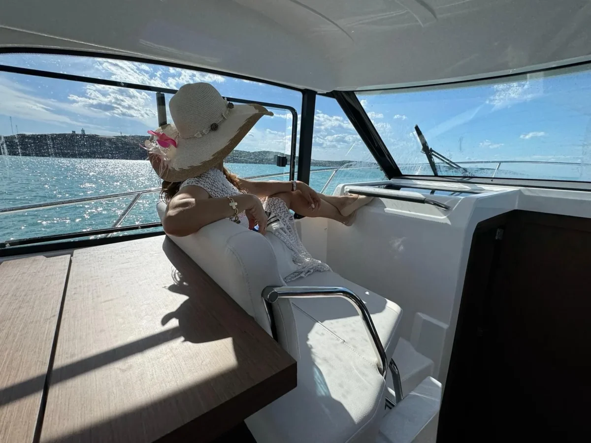 Guest relaxing on the deck of Kardia Moy